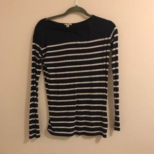 Navy blue and white striped cotton long sleeve